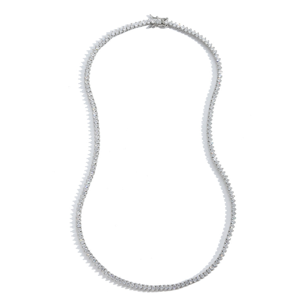 Collar Tennis Circones 2mm 3 Puntas Plateado