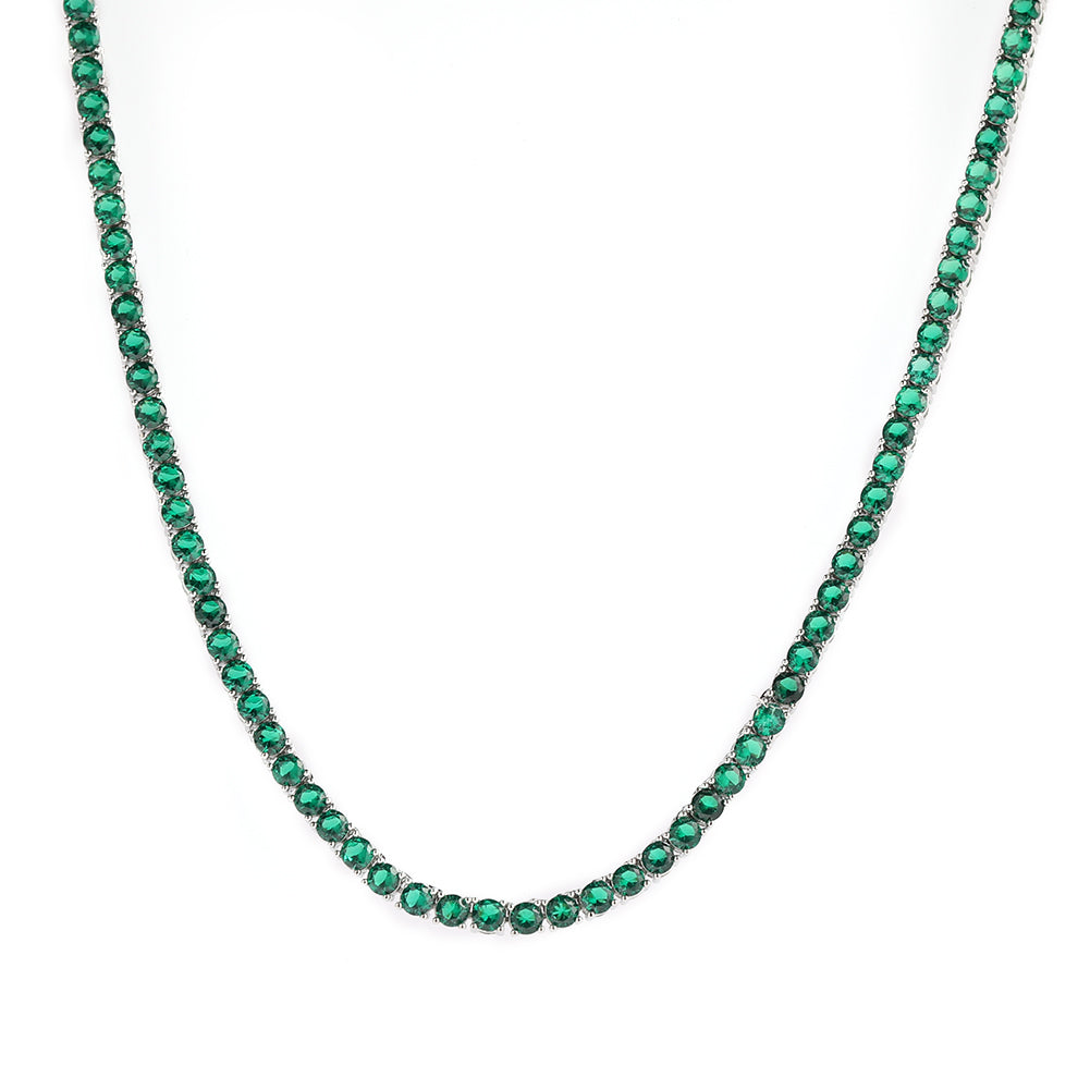 Collar Tennis Circones Verdes Plata 925