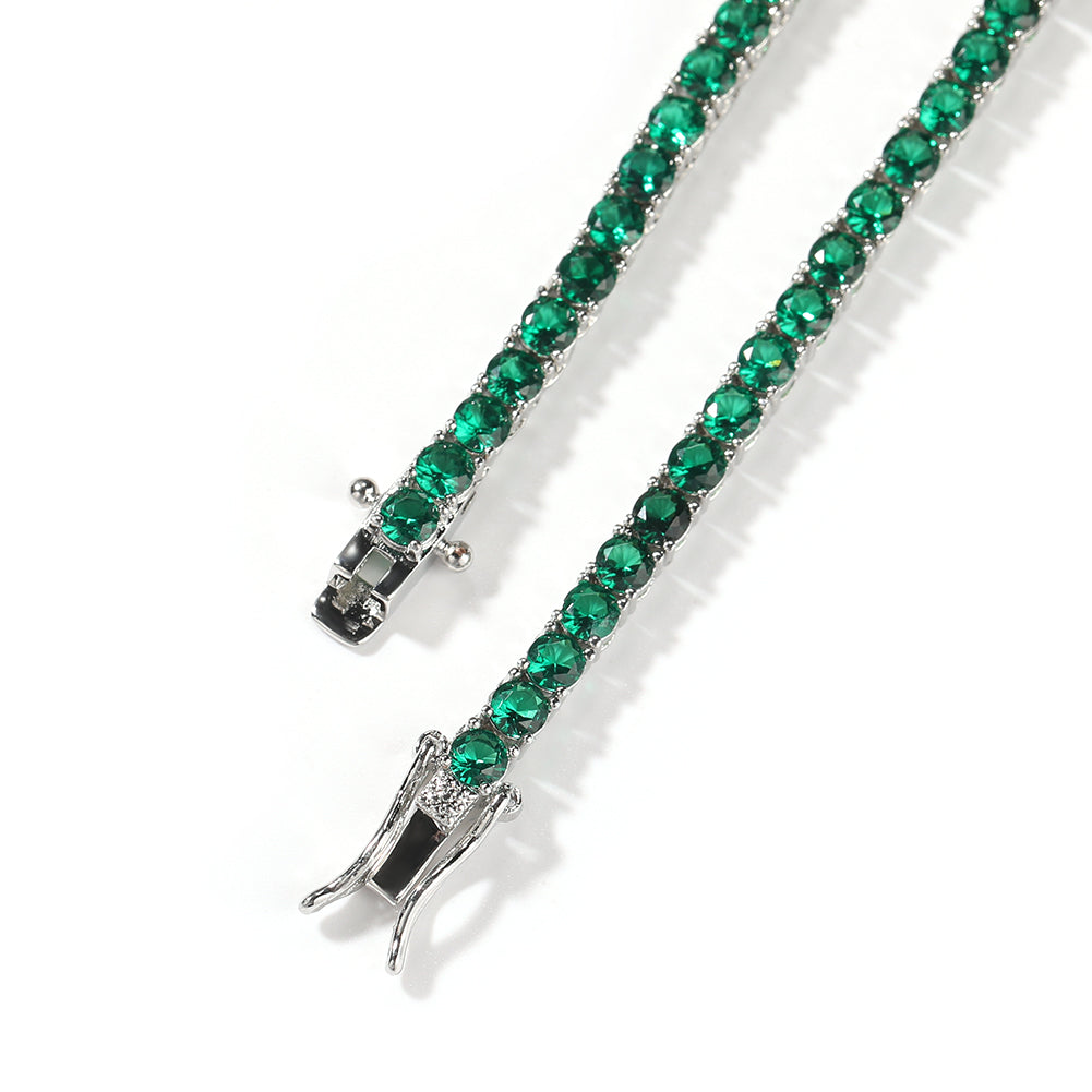 Collar Tennis Circones Verdes Plata 925