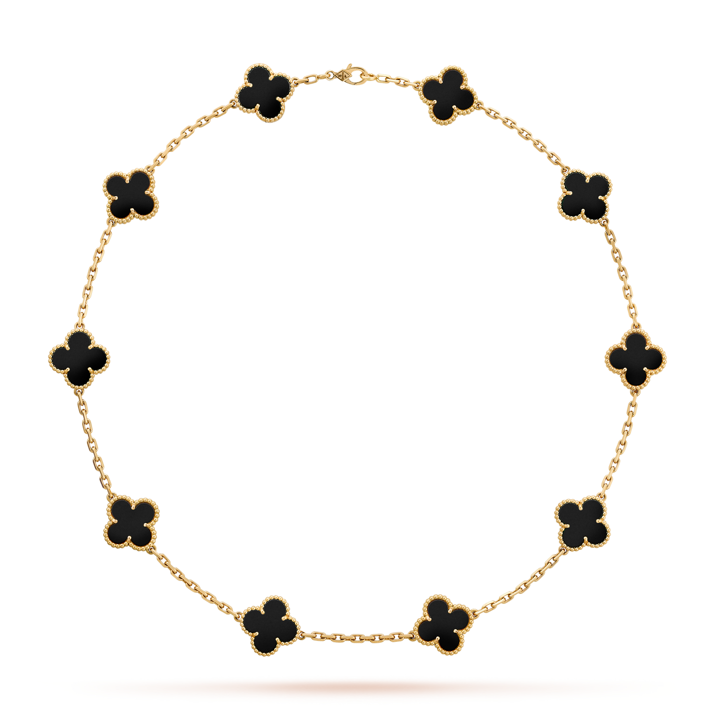 Cadena Clovers Onix Natural Dorado - Ámbar Joyas
