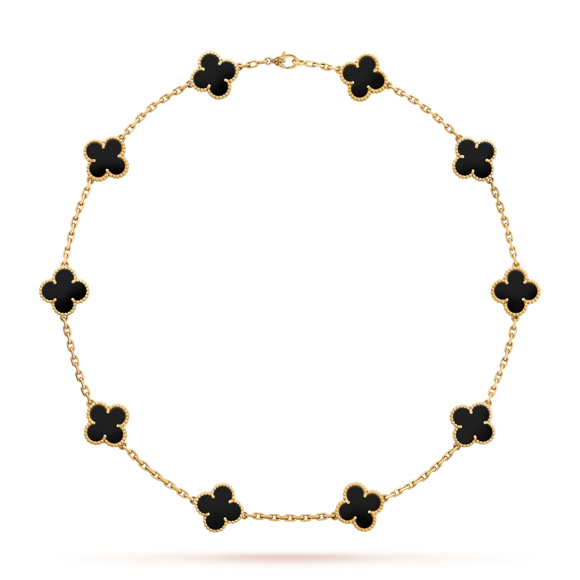 Cadena Clovers Onix Natural Dorado - Ámbar Joyas