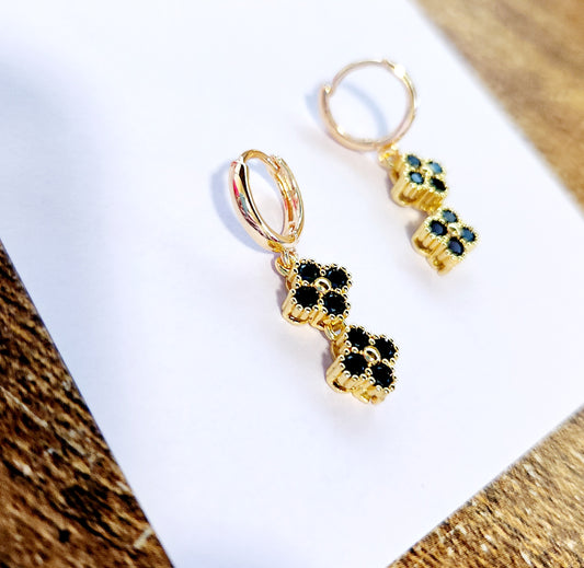 Aros Trébol Doble Mini Clovers Negro