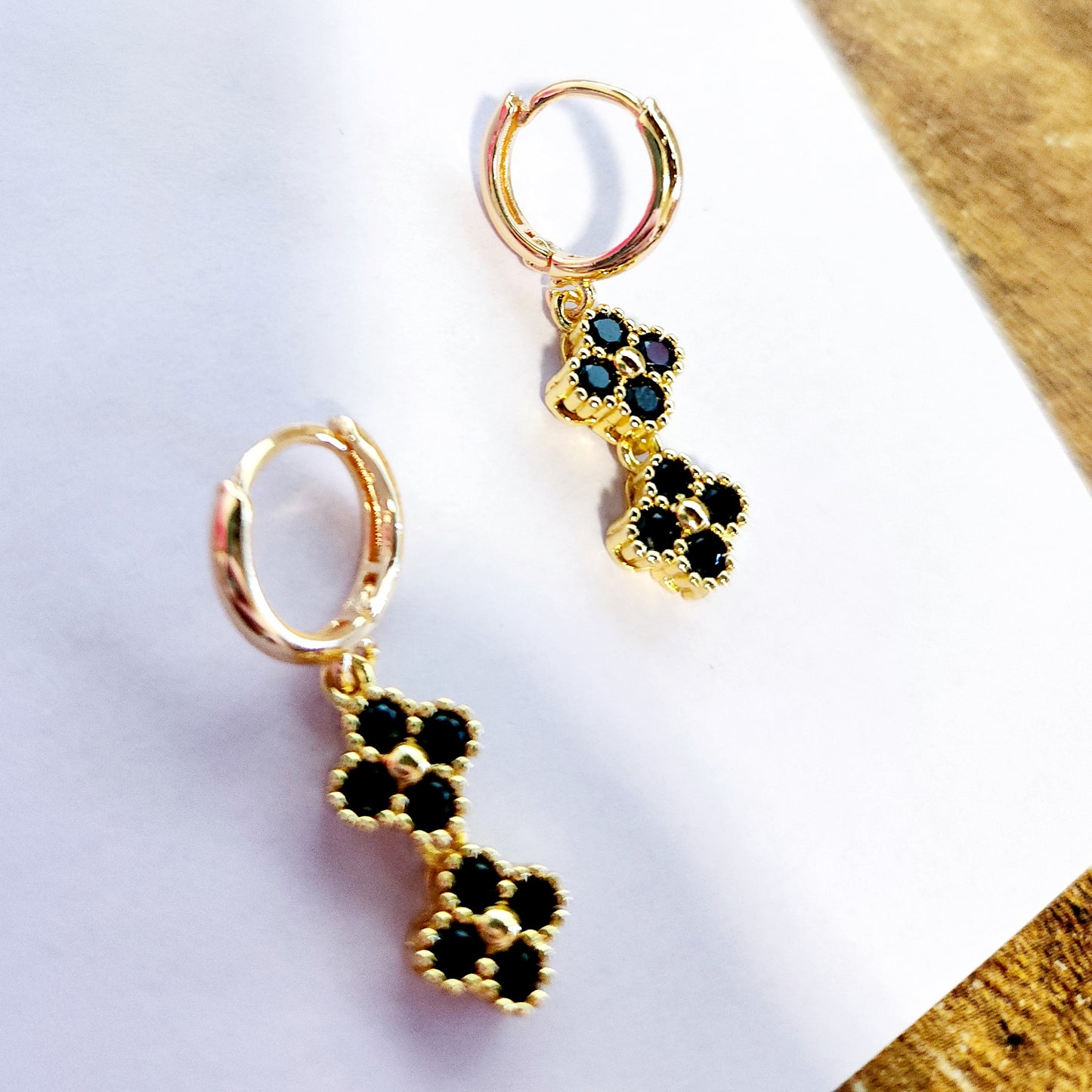 Aros Trébol Doble Mini Clovers Negro