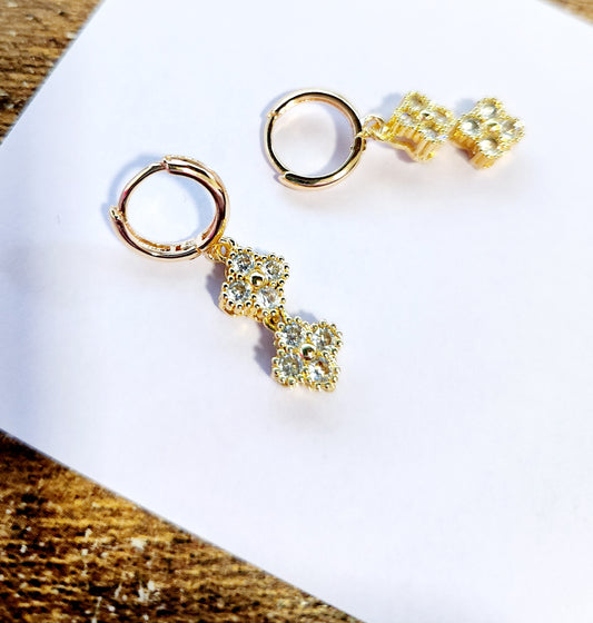 Aros Trébol Doble Mini Clovers Dorado