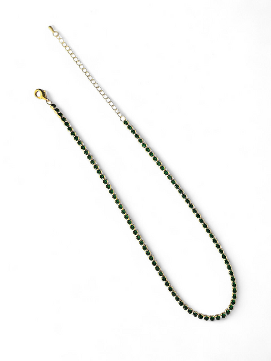 Collar Choker Circonitas Verdes 3mm