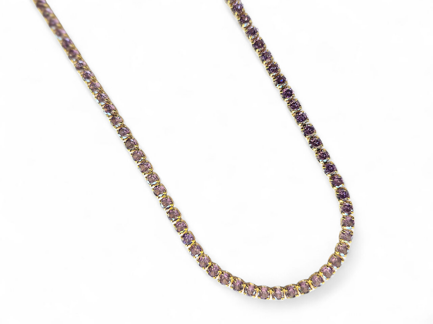 Collar Tennis Ajustable Circonitas Lila 3mm