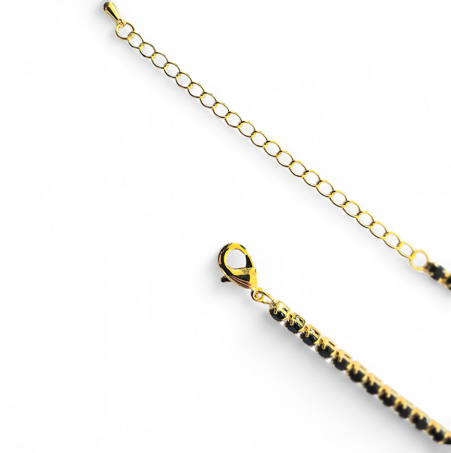 Collar Tennis Ajustable Negro Circonitas 3mm