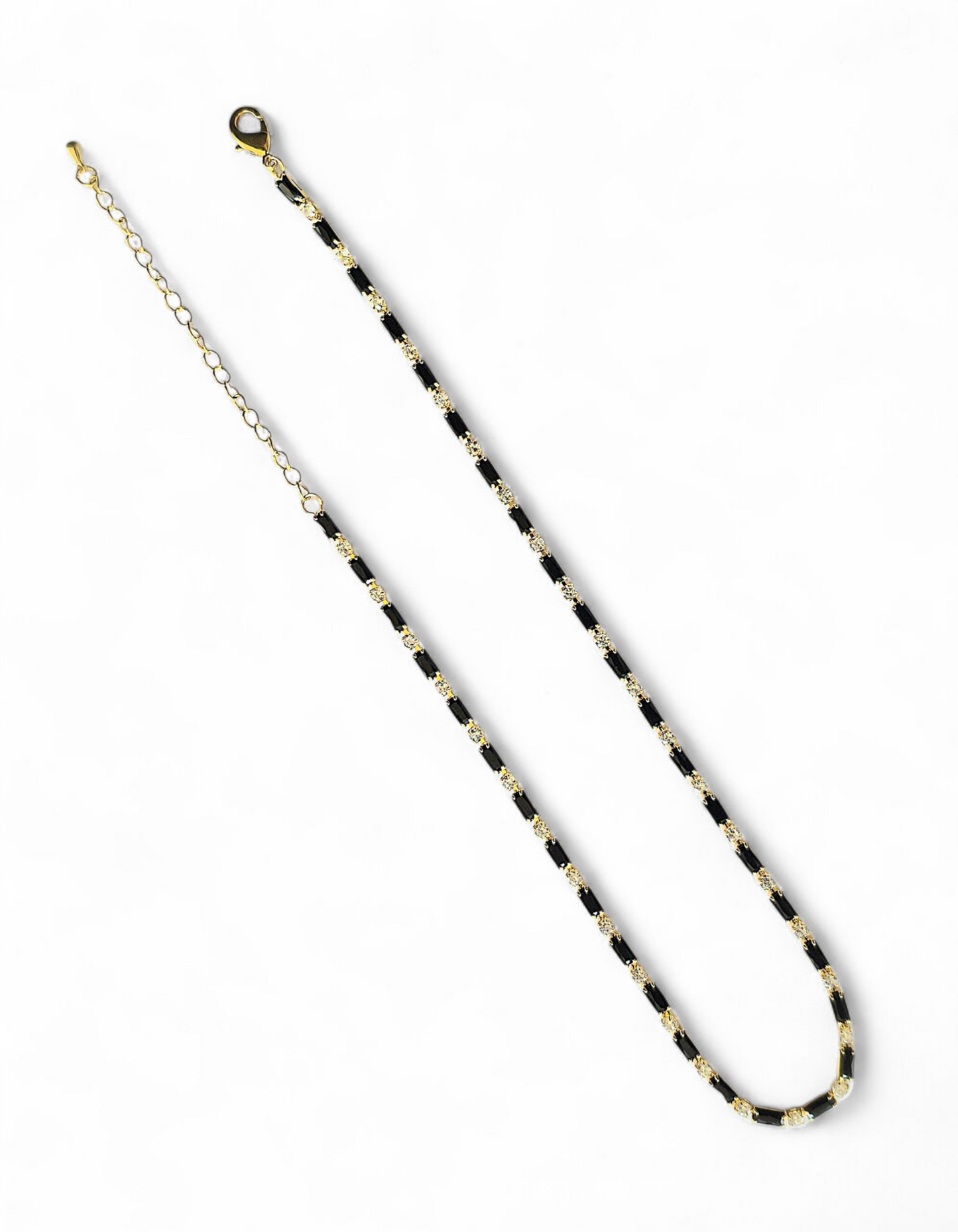 Collar Tennis Circones Mix de Circonitas Negras y Blancas