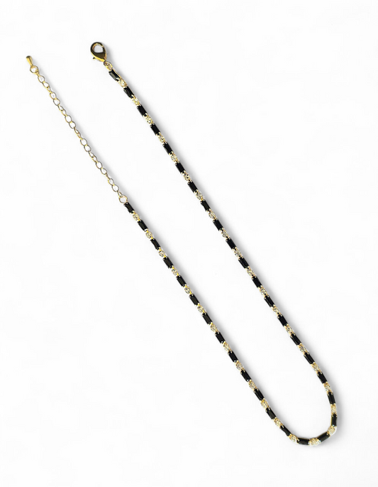 Collar Tennis Circones Mix de Circonitas Negras y Blancas