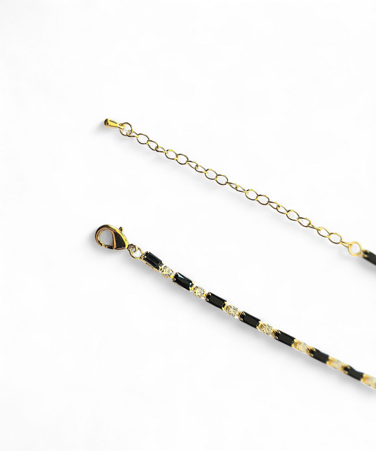 Collar Tennis Circones Mix de Circonitas Negras y Blancas