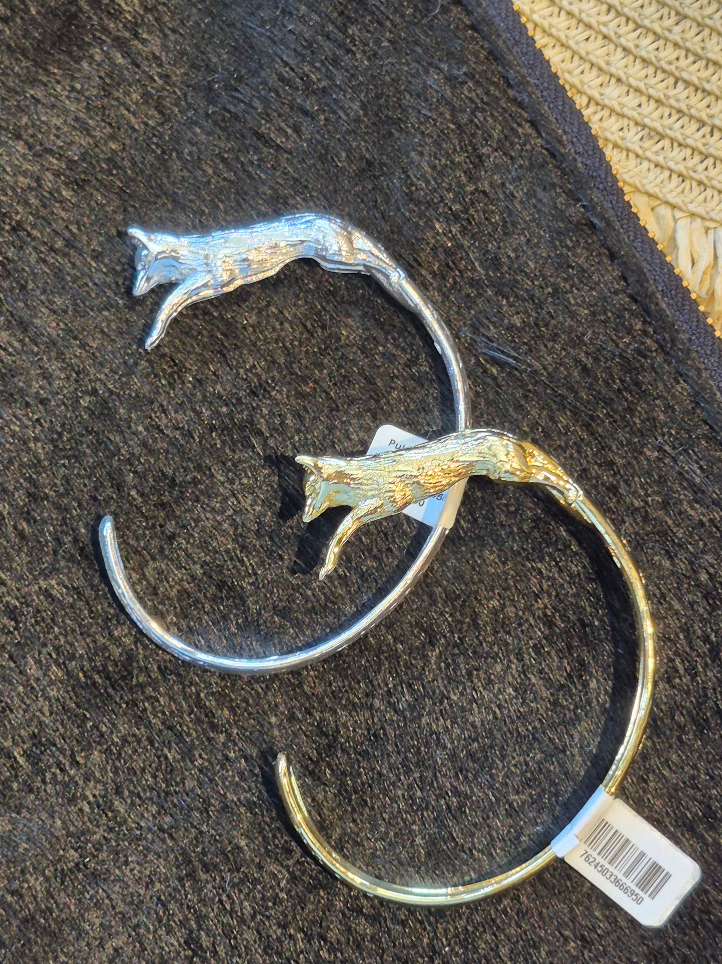 Pulsera Esclava Ajustable Zorro Escultórico | Baño Dorado o Plateado