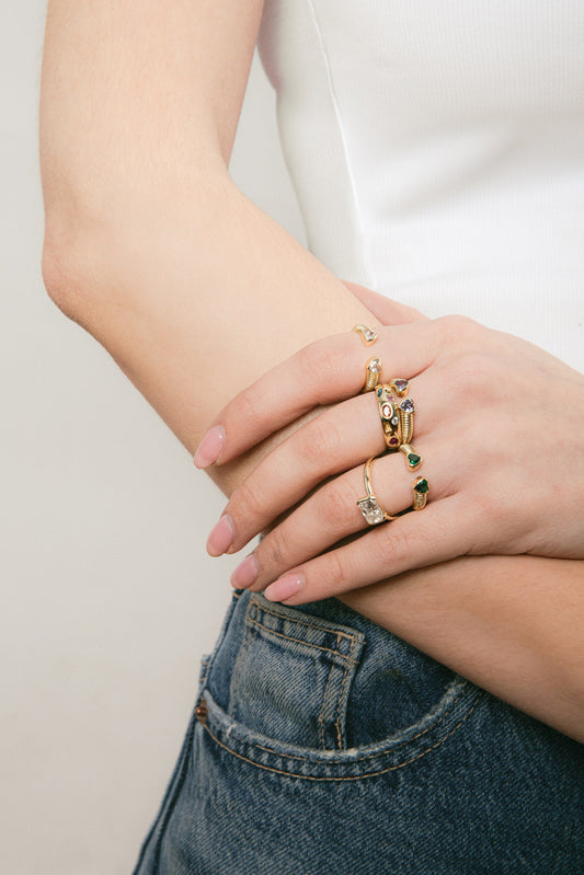 Anillo Ajustable Mix de Colores Plata 925 - Rodio