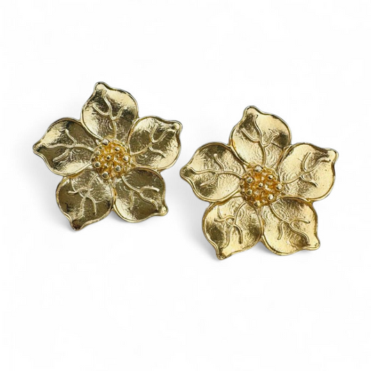 Aros Flor Grande – Baño de Oro