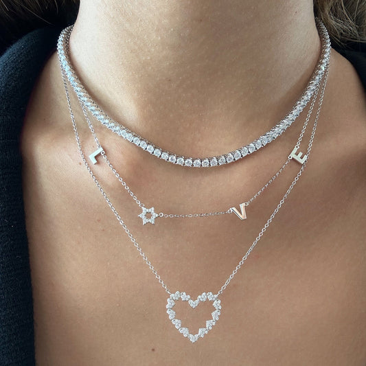 Collar LOVE con Estrella y Circones – Plata 925 con Baño de Rodio