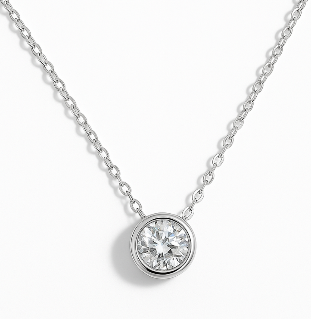 Cadena Punto de Luz Moisanita 4mm Plata 925- Rodio