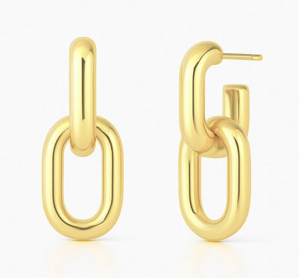 Aros Eslabones Plata 925 – Oro 18k