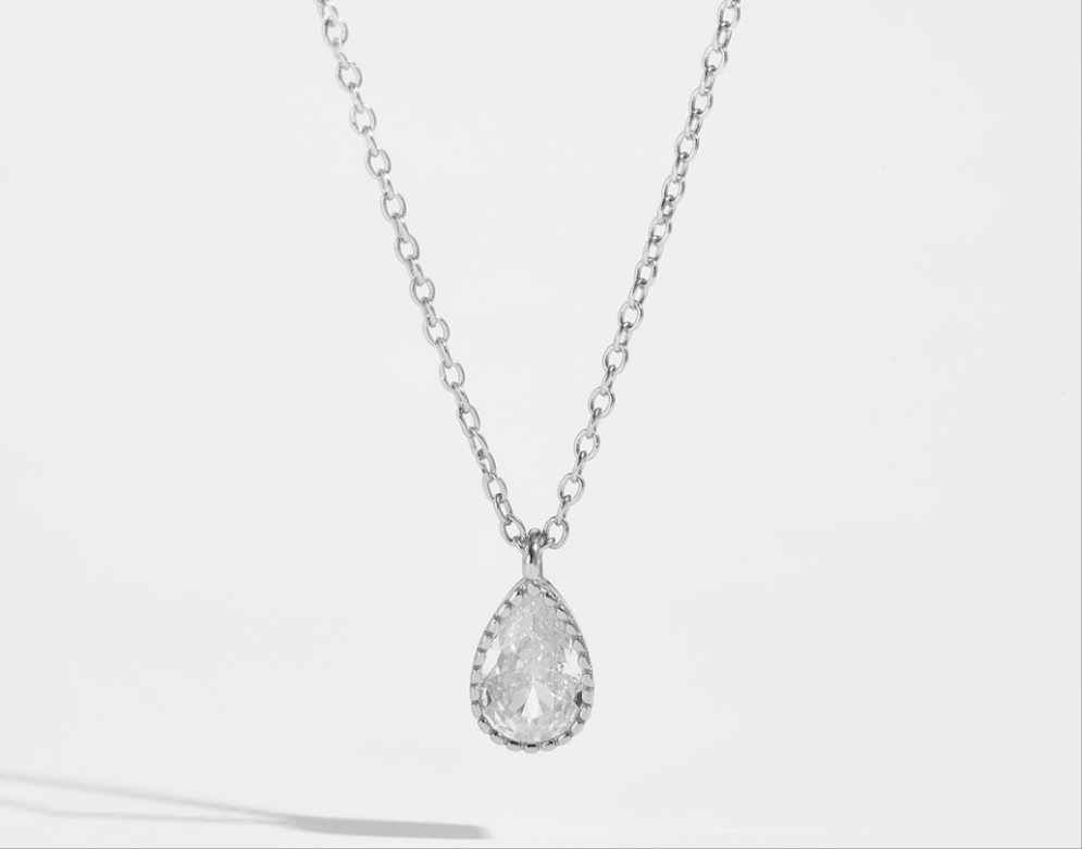 Cadena Gota Circonia Plata 925 - Rodio