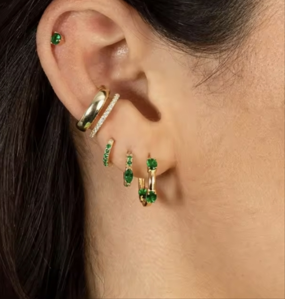 Argollas Con Circones Marquesa Verde