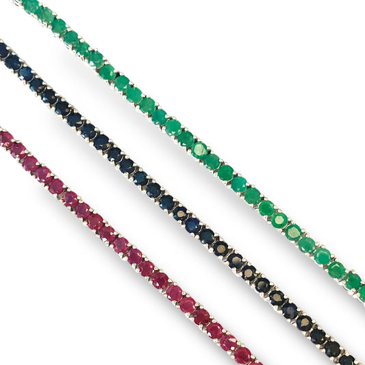 Pulsera Tennis Rubíes Naturales 3mm – Plata 925