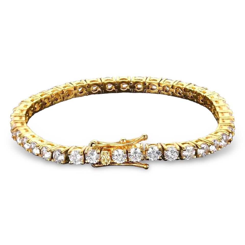 Pulsera Tennis Clásica Circones 4mm – Plata 925 Baño de Oro