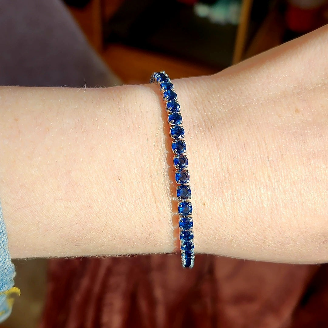 Pulsera Tennis 4mm Azul Baño de Rodio – Circones de Colores Mujer Chile