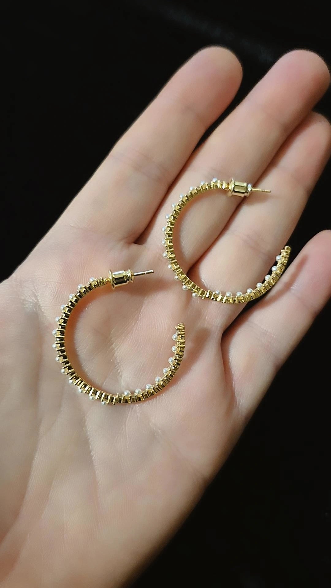 Argollas Pearl Pavé – Baño de Oro 18k