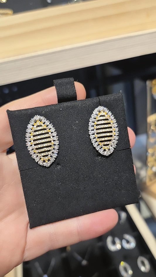 Aros Navette Bicolor – Baño de Oro 18k y Rodio