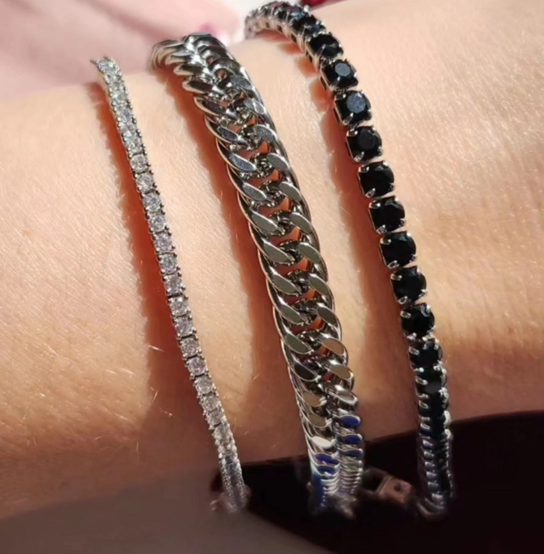 Pulsera Tennis 4mm Negra - Ámbar Joyas
