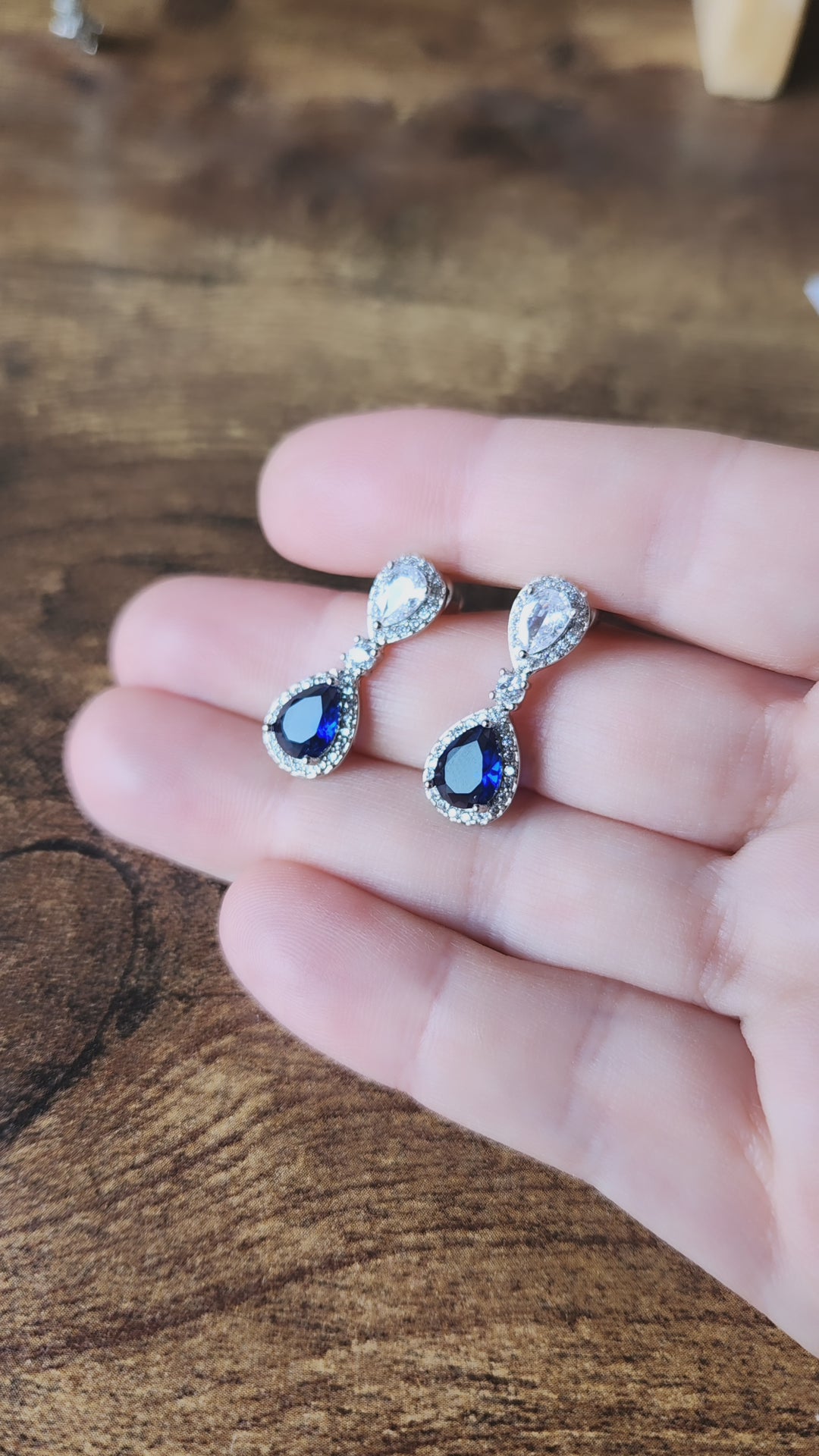 Aros Gota White&Blue - Ámbar Joyas