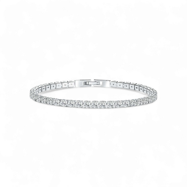 Pulsera Tennis 4mm Blanca – Baño de Rodio