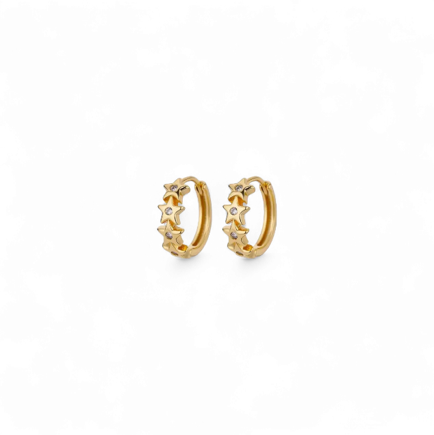 Argollas Estrellitas Acero - Ámbar Joyas