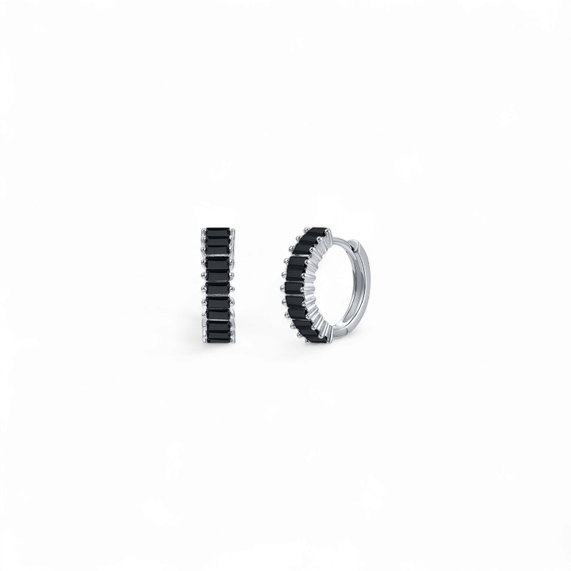 Argollas Baguettes Negro - Ámbar Joyas