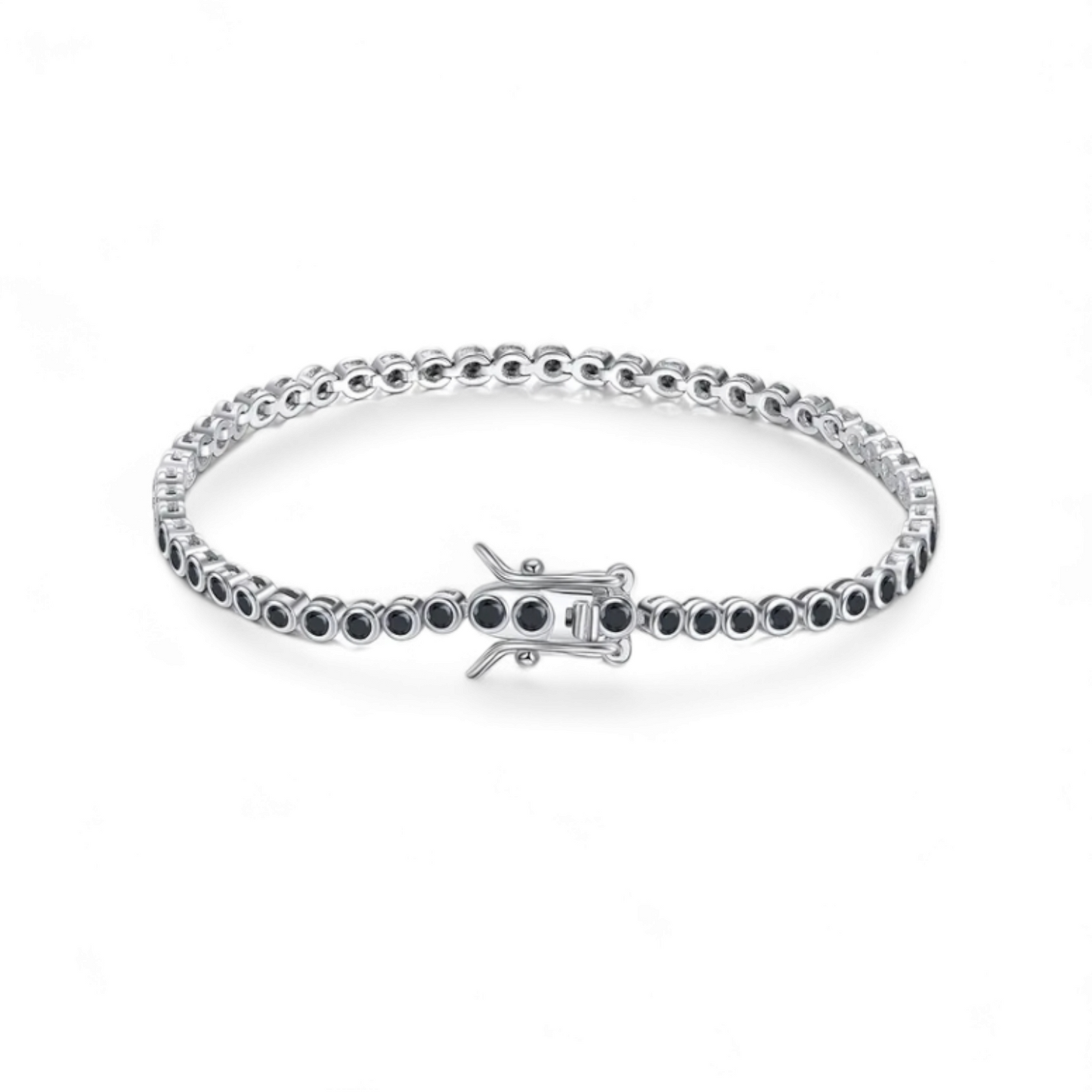 Pulsera Tennis Bezel 2mm Plata 925 Negro - Ámbar Joyas