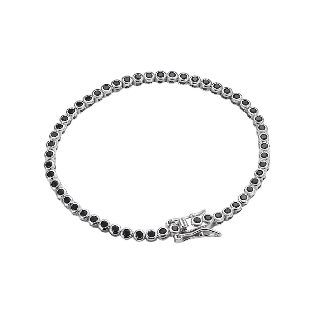 Pulsera Tennis Bezel 2mm Plata 925 Negro - Ámbar Joyas