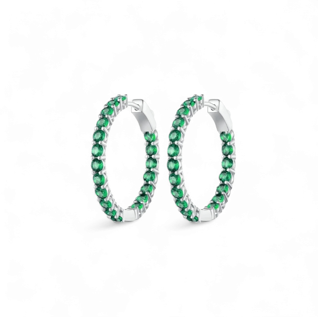 Argollas Sin Fin 3cm Verdes - Ámbar Joyas