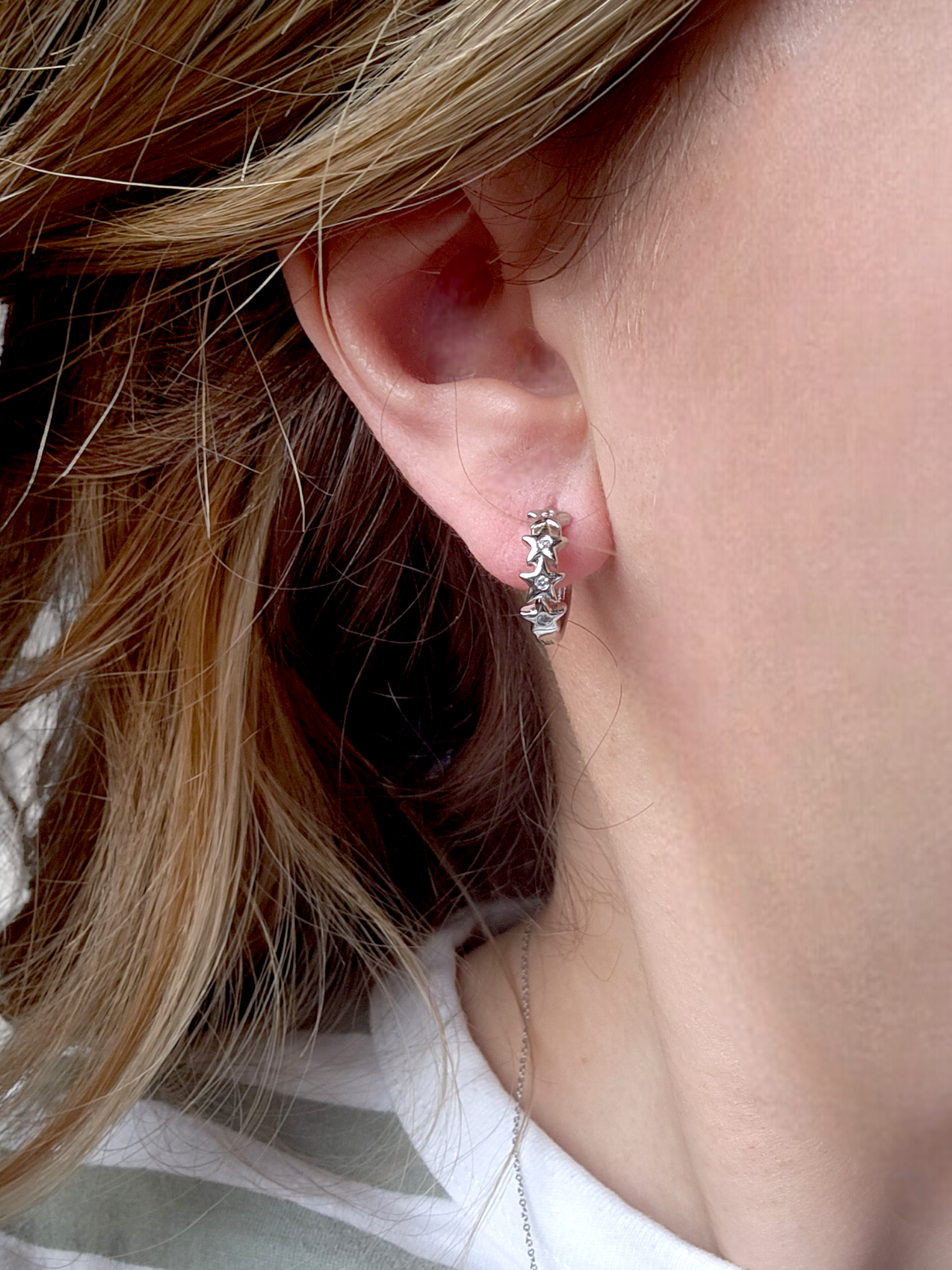 Argollas Estrellitas Acero - Ámbar Joyas