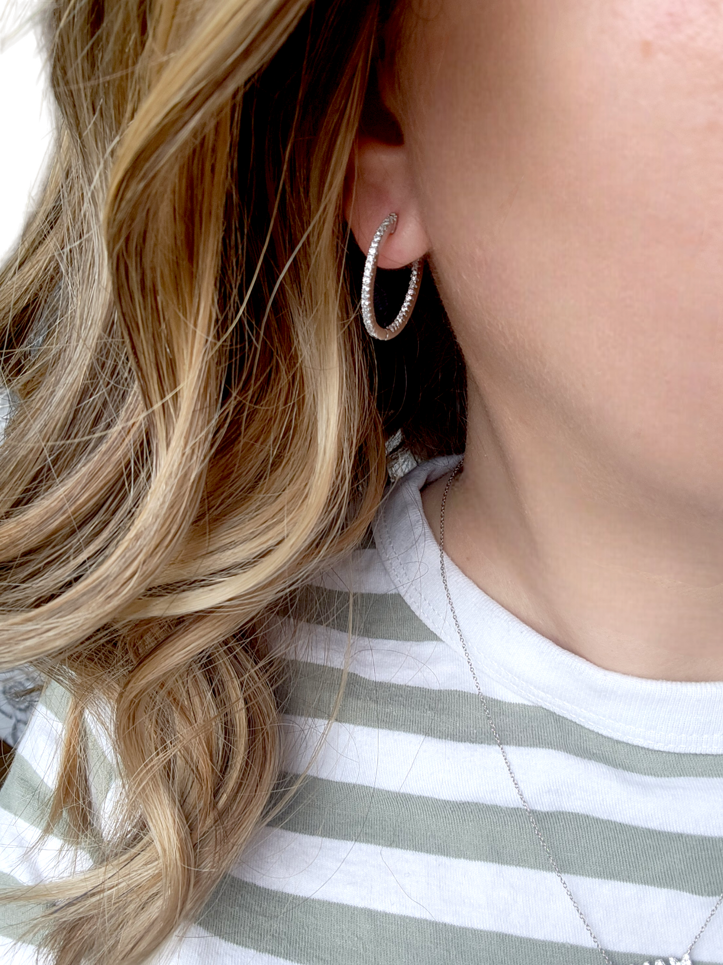 Argollas Pave 3cm Plateado - Ámbar Joyas