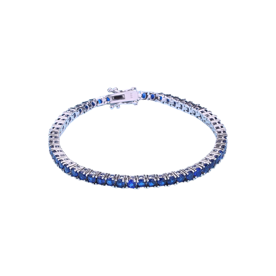 Pulsera Tennis Azul Plata 925