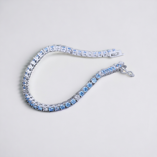 Pulsera Tennis Celeste/Blanco Plata 925 - Ámbar Joyas