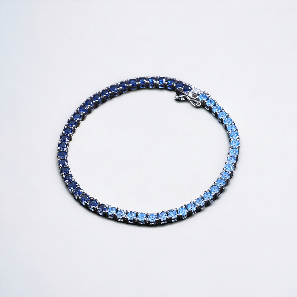 Pulsera Tennis Celeste/Blanco Plata 925 - Ámbar Joyas