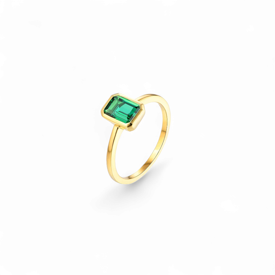 Anillo Esmeralda Lab Plata 925 (A Pedido) - Ámbar Joyas