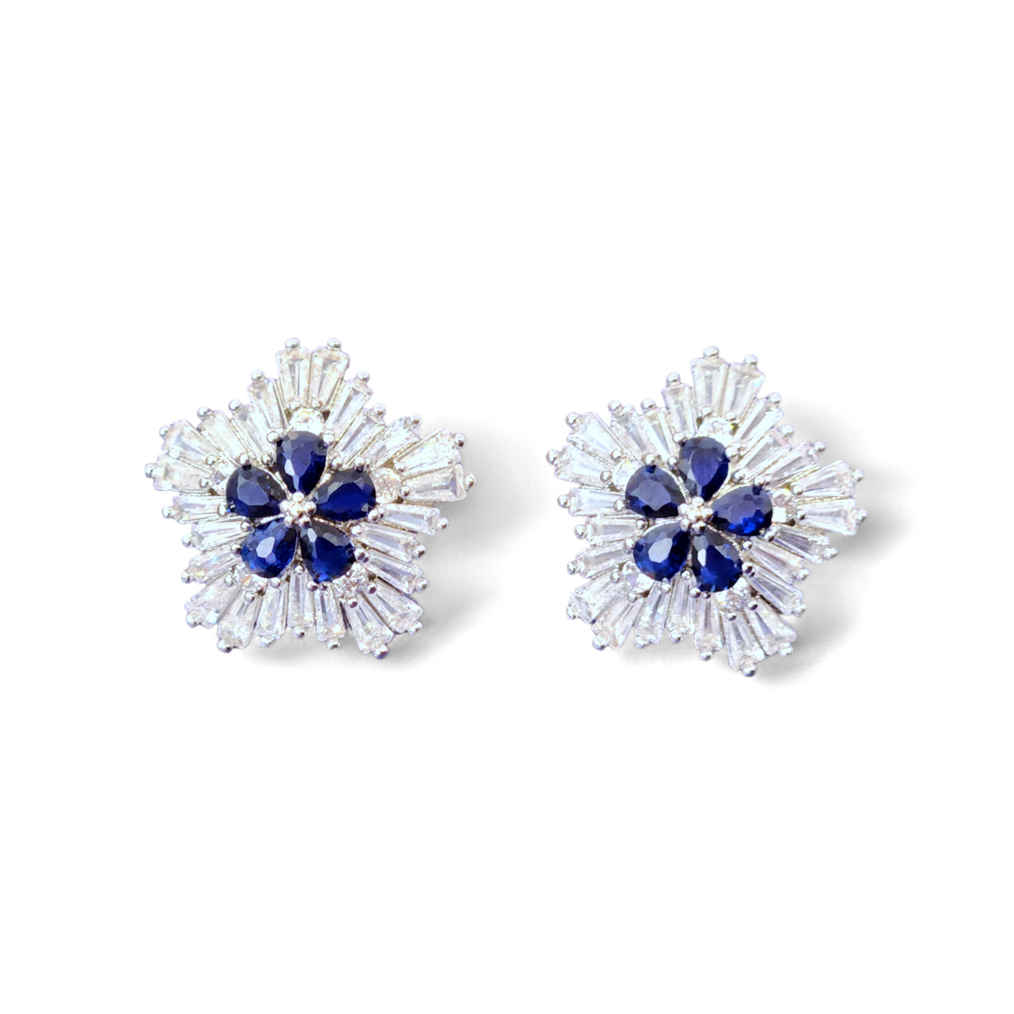 Aros Studs Flores Azul - Ámbar Joyas