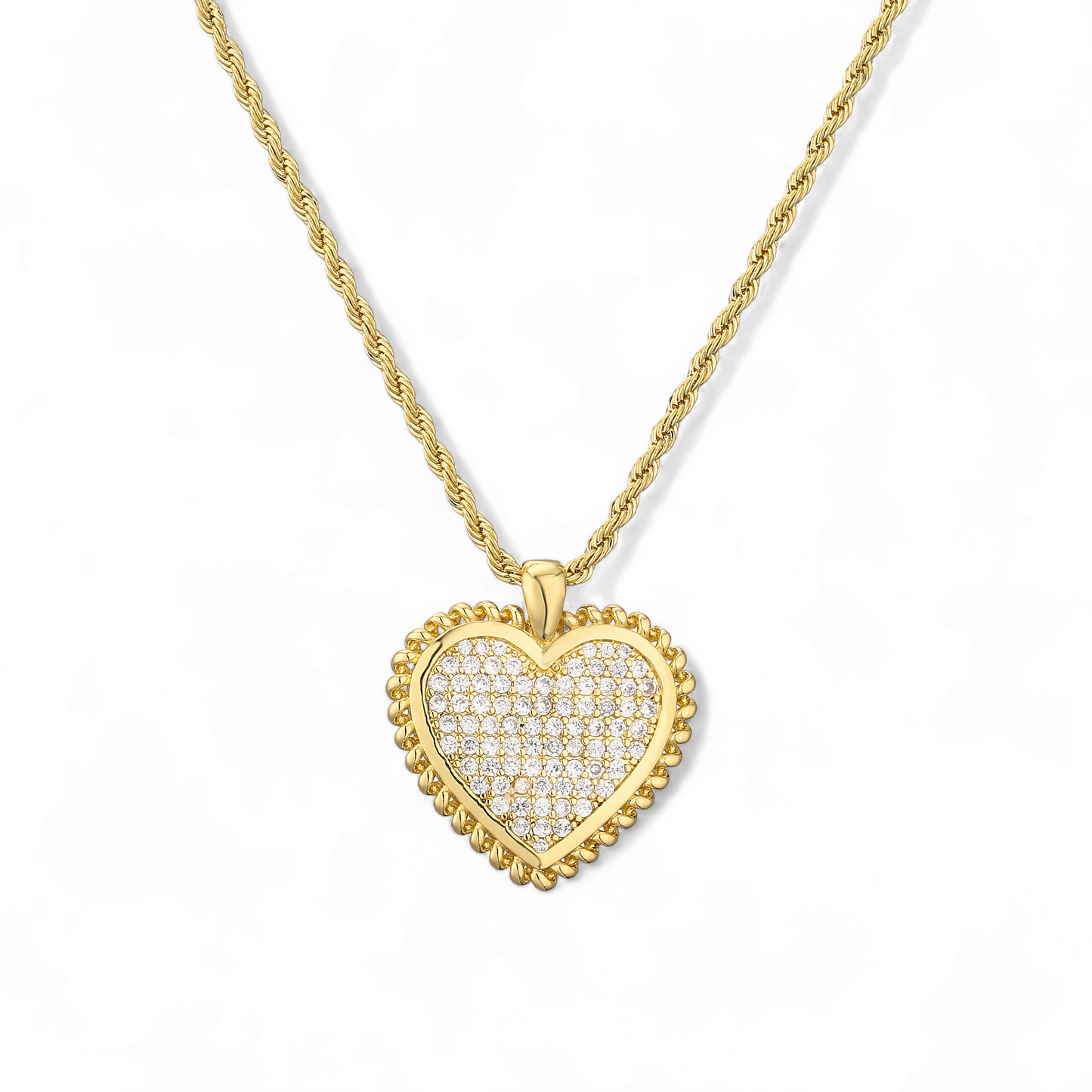 Cadena Corazón Circones Plateado