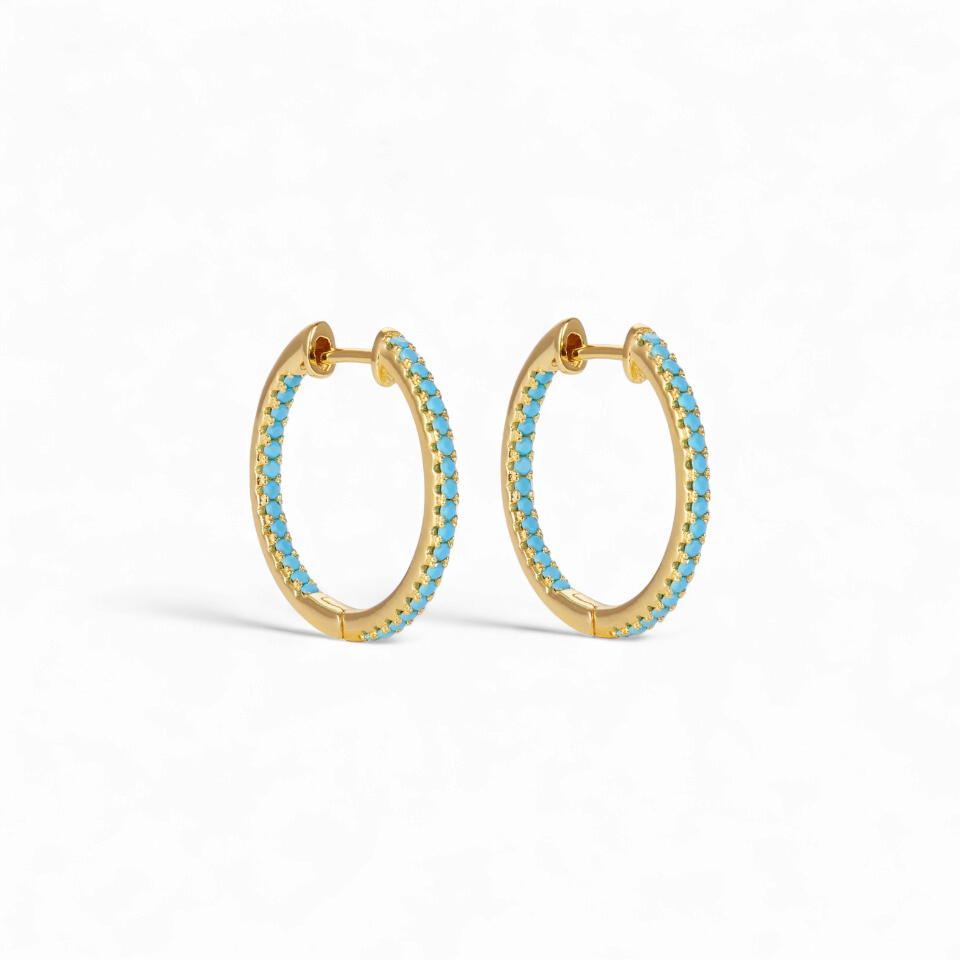 Argollas Circones Turquesa - Ámbar Joyas