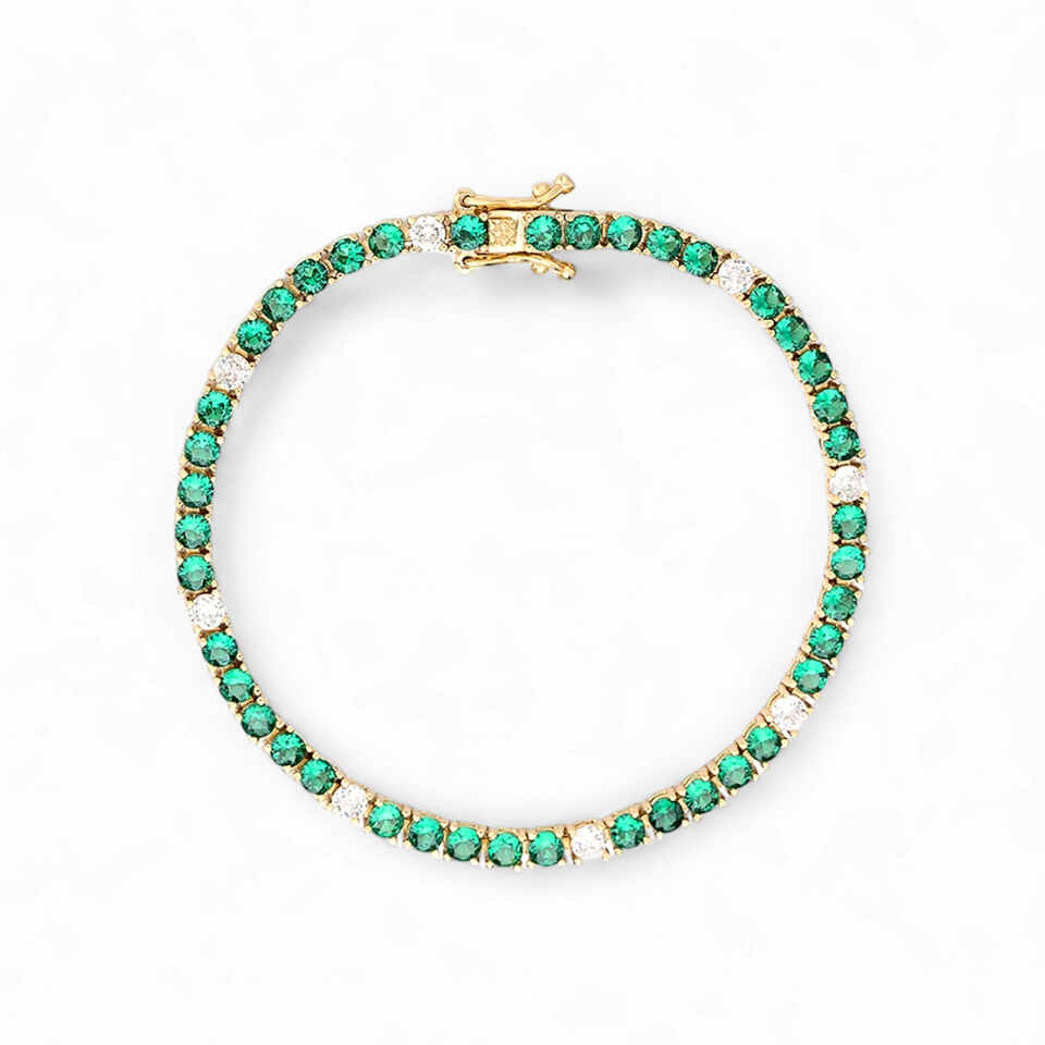 Pulsera Tennis Verde Plata 925