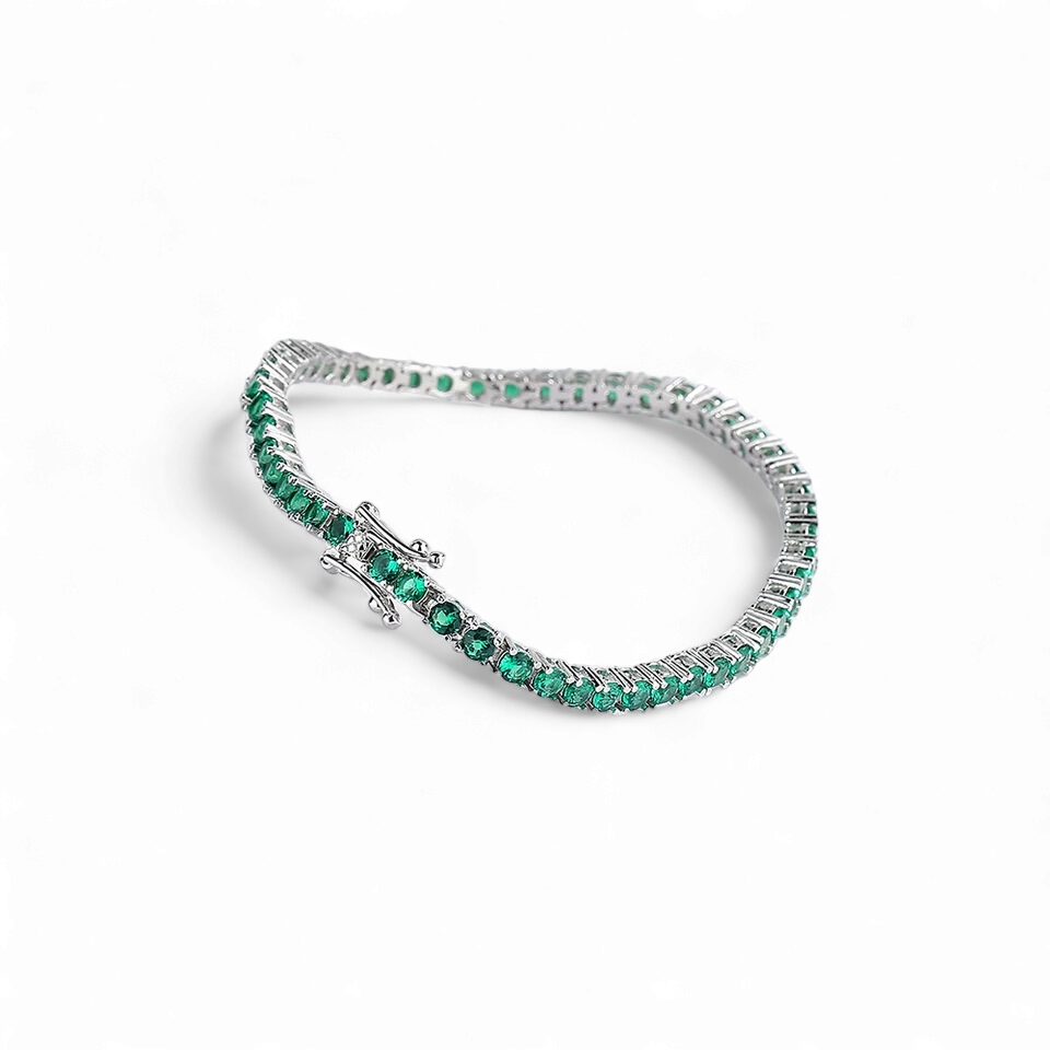 Pulsera Tennis Verde Plata 925