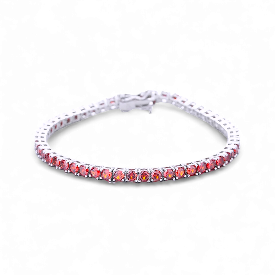 Pulsera Tennis Roja Plata 925