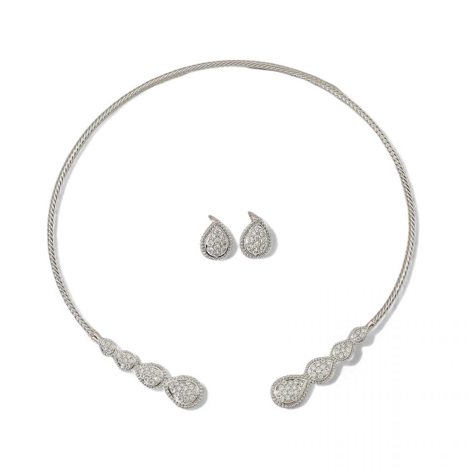 Collar y Aros Solarite Circones Plateado