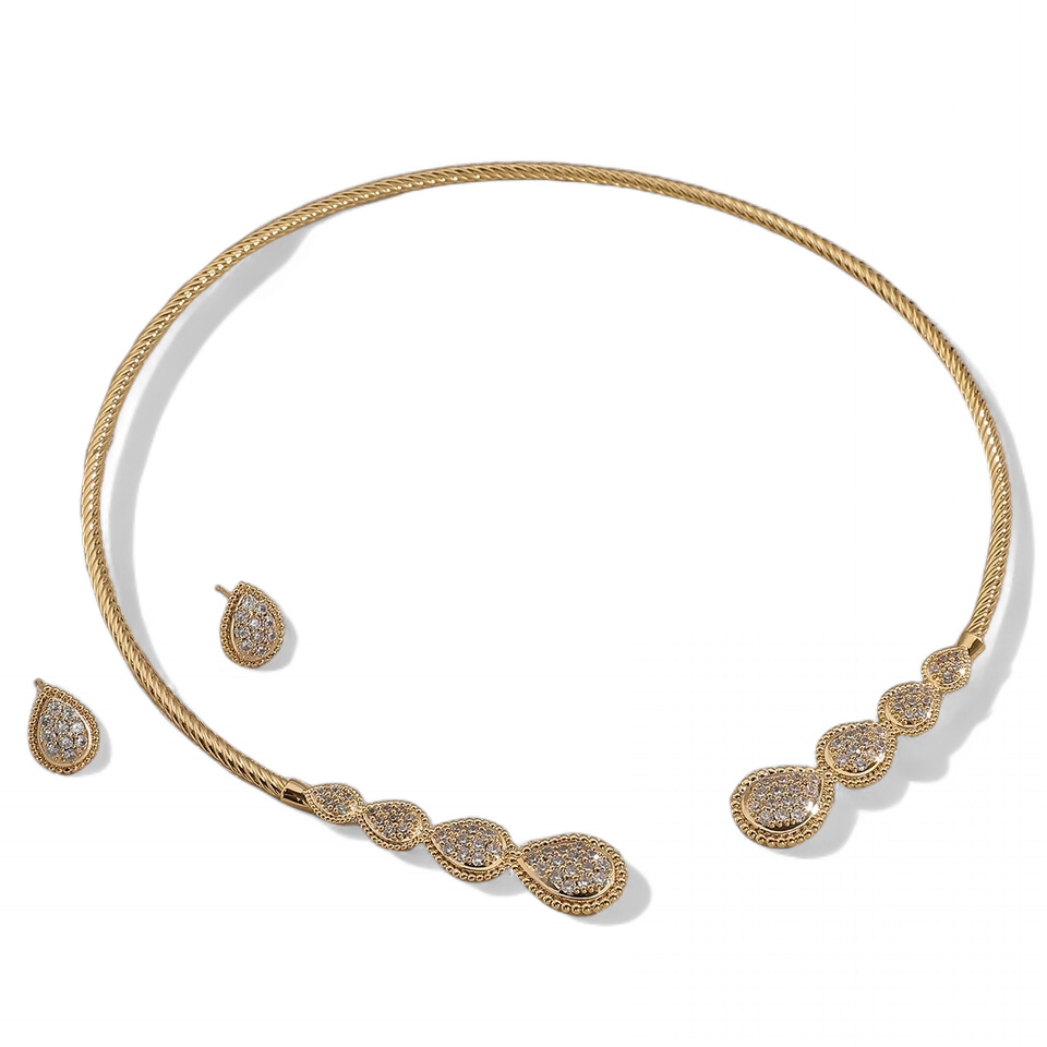 Collar y Aros Solarite Circones Plateado