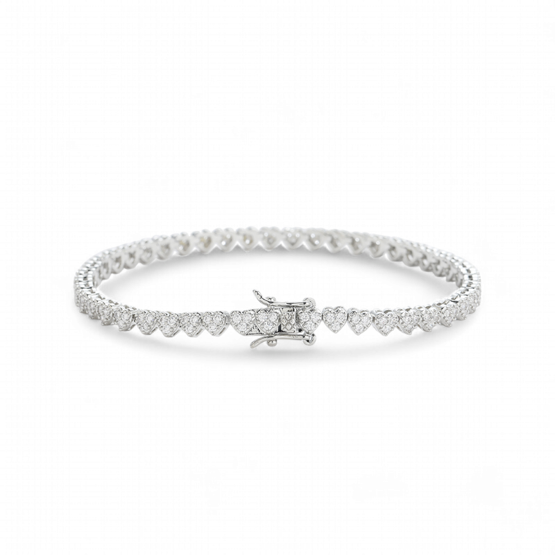 Pulsera Tennis Corazones Pave